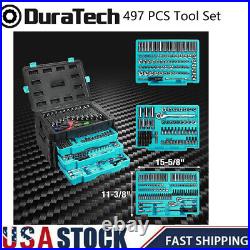 DURATECH 497 Pcs Mechanics Tool Set withSAE and Metric Sockets with3 Drawer Tool Box