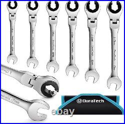 DURATECH 6-Piece Ratcheting Wrench Set withOpen Flex-head Metric withOrganizer Bag