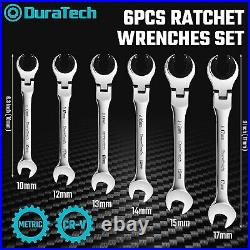 DURATECH 6-Piece Ratcheting Wrench Set withOpen Flex-head Metric withOrganizer Bag
