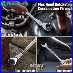 DURATECH 6 Pieces Metric Ratcheting Wrench Set Open Flex-head with Organizer Bag