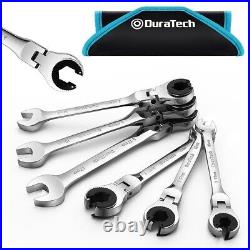 DURATECH 6-Pieces Ratcheting Wrench Set Open Flex-head 10-17mm Tubing Wrench Set