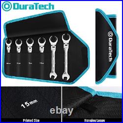 DURATECH 6-Pieces Ratcheting Wrench Set Open Flex-head Tubing Wrench Set 10-17mm
