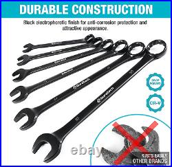 DURATECH Jumbo Combination Wrench Set, Metric, 6-Piece, 35-50Mm, CR-V Steel, Bla