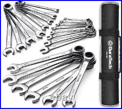 DURATECH Ratcheting Combination Wrench Set, SAE & Metric 22-piece, 1/4? To 3/4