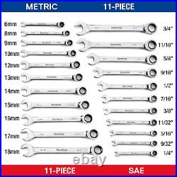 DURATECH Ratcheting Wrench Set, Combination Wrench Set, SAE & Metric, 22-piece