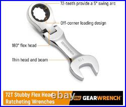 GEARWRENCH 10 Pc. 12 Pt. Stubby Flex Head Ratcheting Combination Wrench Set