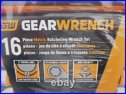 GEARWRENCH 16 Piece Metric Ratcheting Wrench Set, 8-24mm, 12 Point with Rack- 9416