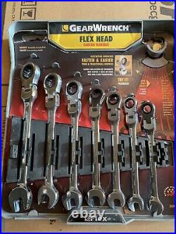 GEARWRENCH Flex Head Ratcheting Combination Wrench Set SAE & Metric 14 pc