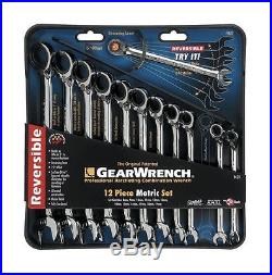 GearWrench 12 Piece Metric 8 19mm Reversible Ratcheting Wrench Set 9620N