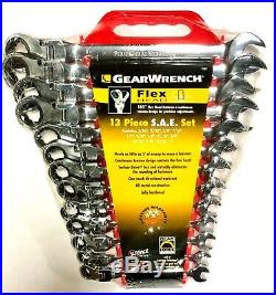 GearWrench 13 Piece Ratcheting Flex Head Combination SAE Wrench Set 9702