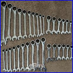 GearWrench 32 pc SAE Metric Ratcheting Combination Wrench Set Stubby New