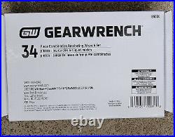 GearWrench 34 Pc 72-Tooth 12 Pt Std & Stubby Ratchet Comb SAE/Metric Wrench Set