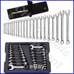 GearWrench 81916 22 Pc Metric Long Combo & 81903 Stubby Metric & SAE Wrench Sets