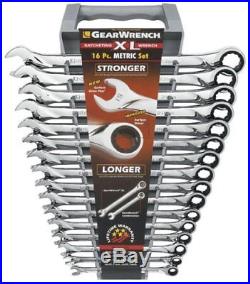 GearWrench 85099 Metric XL Ratcheting Combination Wrench Set Pack of 16