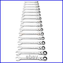GearWrench 86728 16 Pc. 90-Tooth 12PT Flex Head Ratcheting Metric Wrench set