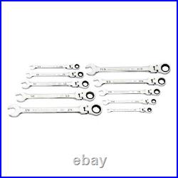 GearWrench 86758 10-Pc 90T 12 Pt SAE Flex Head COMB Ratcheting Wrench Set New