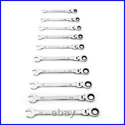 GearWrench 86758 10-Pc 90T 12 Pt SAE Flex Head COMB Ratcheting Wrench Set New