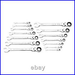 GearWrench 86759 14-Pc 90T 12 Pt SAE Flex Head COMB Ratcheting Wrench Set New
