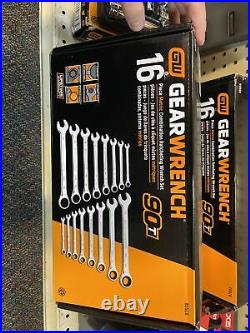 GearWrench 86928 16-Pc 90T 12 Pt Metric Combination Ratcheting Wrench Set New
