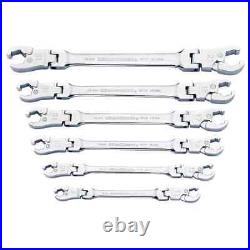 GearWrench 89101D 6 Pc. Ratcheting Flex Head Flare Nut Metric Wrench Set