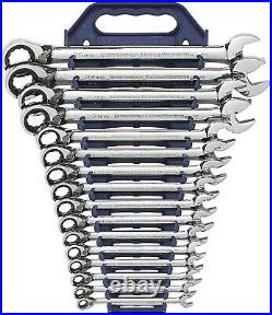 GearWrench 9602 16-Piece Reversible Combination Ratcheting Wrench Set Metric New
