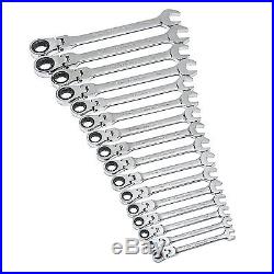 GearWrench 9902D 16 Piece Flex-Head Combination Ratcheting Wrench Set Metric