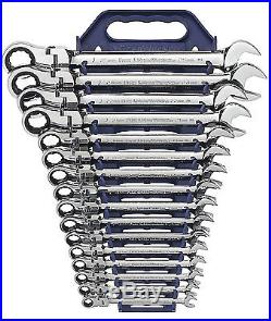 GearWrench 9902D 16 Piece Flex-Head Metric Combination Ratcheting Wrench Set