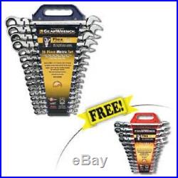 GearWrench 9902W 16 Pc. Metric Rev Combo Wrench Set withFREE 13 Pc. SAE Flex Combo