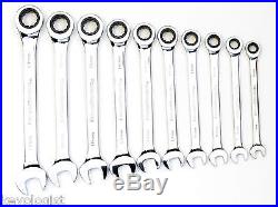 GearWrench Combination Ratcheting Wrench Set 10 Pc Pieces MM Metric NEW