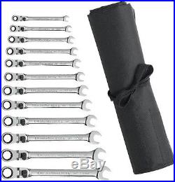GearWrench X-Large Flex-Head Ratcheting Combination Wrench Set with Roll