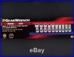 Gearwrench 10pc 3/8 Metric 6pt flex socket set NEW 10-19mm 80565/KDT80565
