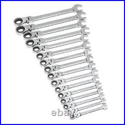 Gearwrench 16 Pc 72-Tooth 12 Point Flex Ratcheting Combination Metric Wrench Set