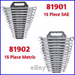 Gearwrench 81901 & 81902 15pc SAE / 15pc Metric Long Combination Wrench Sets