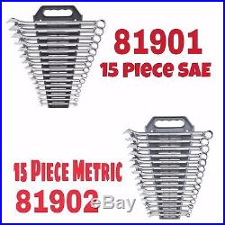 Gearwrench 81901 & 81902 15pc SAE / 15pc Metric Long Combination Wrench Sets