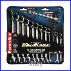 Gearwrench 9620N 12 Piece Reversible Metric Ratcheting Wrench Set Brand New