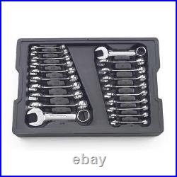 Gearwrench Combination Wrench Set, 20-Pc Stubby Sae/metric