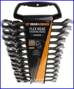 Gearwrench Flex Head Ratcheting Combination Metric Wrench Set 12 Black Matte 90T