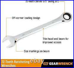 Gearwrench Ratcheting Combination Metric Set Polish Chrome 16 Pc 12 Point 9416