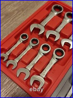 Gearwrench Tools Stubby Ratcheting Combination Wrench Set Metric SAE