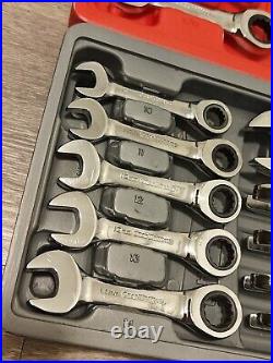 Gearwrench Tools Stubby Ratcheting Combination Wrench Set Metric SAE