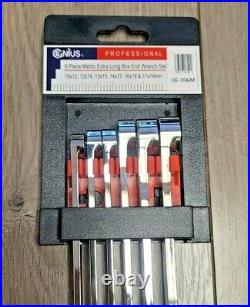Genius Tools 6pc Extra Long Box End Wrench Set Zero Degree Offset 10-19 #DE-706M