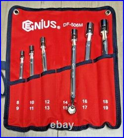 Genius Tools 6pc Metric 12pt Flex Head Socket Wrench Set withPouch 8-19MM #DF-506M