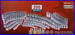 Husky 200 Pieces Drive Socket Set 1/4 3/8 1/2 Drive Size Sockets SAE Metric