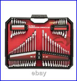 Husky Combination Wrench Set SAE and Metric Chrome Finish with Tray (44-Piece)