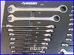 Husky Ratcheting Wrench Set SAE/Metric Alloy Steel in EVA Storage Tray (30-Pcs)