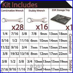 Husky SAE/Metric Combination Wrench Set 12-point Open-End with EVA Tray (44-Piece)