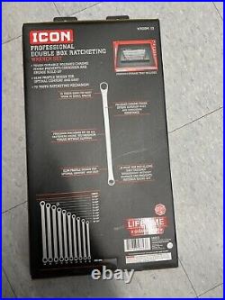 ICON WRDBM-10 Professional Metric Double Box Ratcheting Wrench Set 56653 New