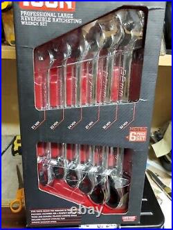 Icon WRRM-6 Professional Large Reversible Ratcheting Metric Wrench Set OPEN BOX