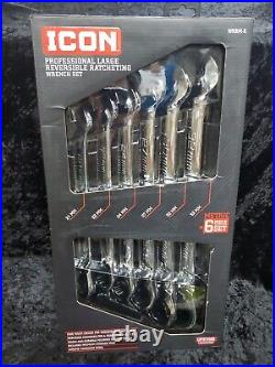 Icon WRRM-6 Professional Large Reversible Ratcheting Wrench 6 Piece Set NEW