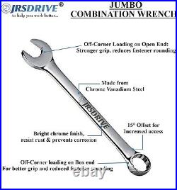 JRSDRIVE Jumbo Combination Wrench Set, 6 peice, Metric, CRV, Mirror Finish